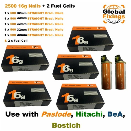 2500 32mm straight 16g nails - 32mm,