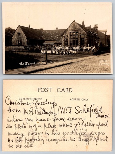 Farnley school children rppc - school,