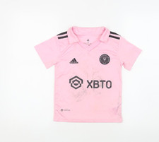 Adidas Boys Pink Football T-Shirt, Size 18, Logo Sportswear