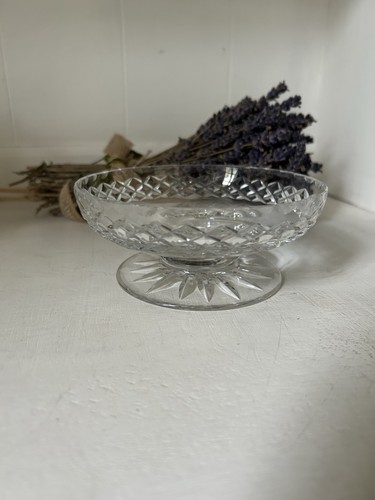Crystal cut low footed compote - cut,