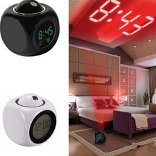 Digital LCD Voice Talking LED Projection Alarm Clock Time Temperature Projector