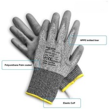 PU ANTI CUT RESISTANT WORK SAFETY GLOVES BUILDERS GRIP PROTECTION LEVEL 5