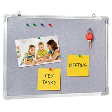 Felt Notice Board Pin Board Wall Mountable with Aluminum Frame 60x45cm