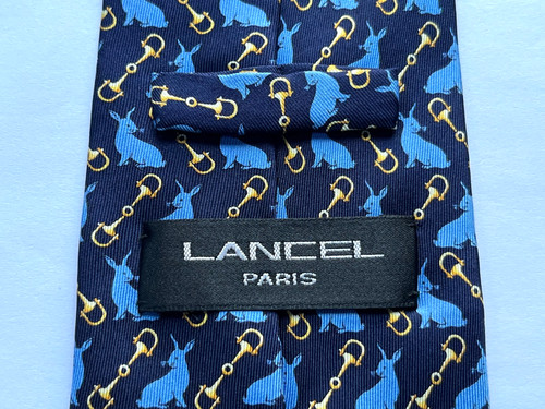 Lancel silk tie blue - silk, gold