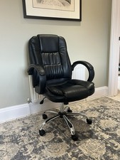 Used Black Executive PU Leather Swivel Chair Gas Lift for a Home Office Piranha