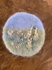 Handmade Needle Felted Brooch With Yellow Flowers
