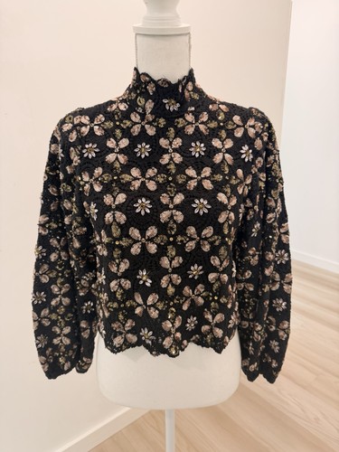Zara beaded black floral - beaded,