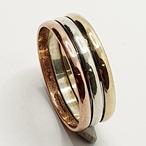 Fancy pinky 9ct triple rows - fancy,