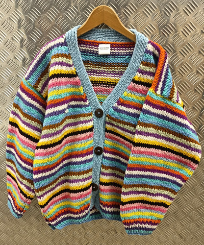 Hand knitted multi coloured - knitted, multi-coloured