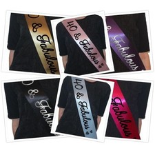 40 & Fabulous Printed Satin Sash Birthday Sashes 1.6m Age 40 Party Accessory