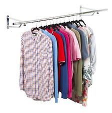 5ft Clothes Rail Chrome Wall Mounted Garment Hanging Wardrobe Rack Storage