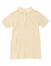 ZARA Girls Polo Neck Shift Dress 13-14 Years Off White Flecked Cotton LO02