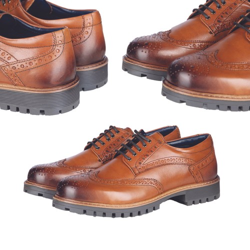 Mens leather brogue - leather, men