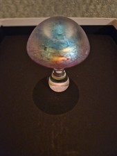 Heron Glass.  Medium Purple Mushroom.  10cm