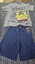  BOY'S  PYJAMA SHORTIE SET  SPONGEBOB SQUARE PANTS  9-10 YEARS MARKS AND SPENCER