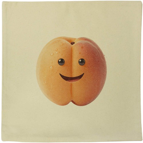 Happy apricot canvas cushion - 'happy, apricot'