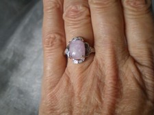 Nuristan Kunzite cushion ring, size N/O, 3.9 carats, 3 grams 925 Sterling Silver