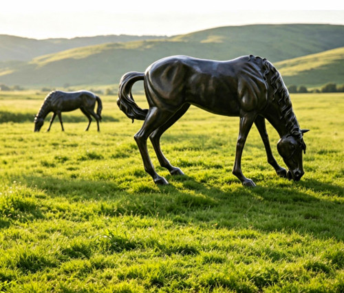 Bronze grazing horse - , statue