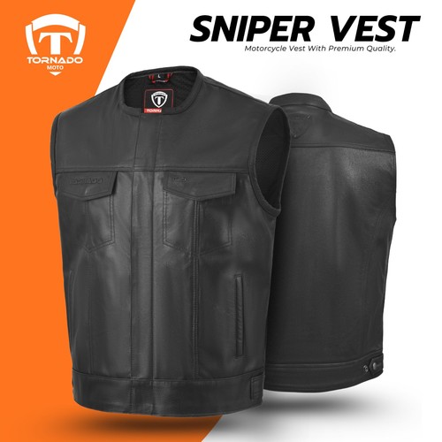 Leather vest men - men’s, black