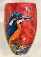 Anita Harris Art Pottery Vase of a A Kingfisher Signed by Artist