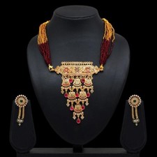 Maroon & Green Color Rhinestone Beautiful Rani Haar For Women