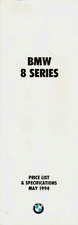 BMW 8-Series Specifications 1994 UK Market Brochure 840 Ci, 850 Ci & 850 CSi