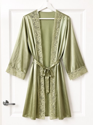 Sage green satin lace - sage,