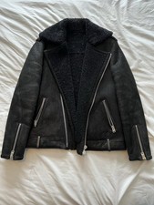 Allsaints Men’s Leather Shearling Jacket Size M