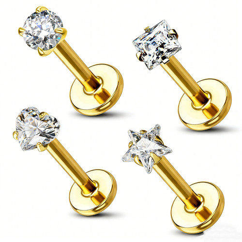 4pc surgical steel labret stud - surgical,