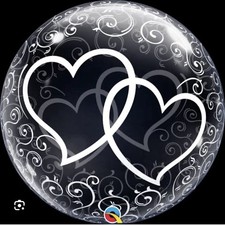 Qualatex 24” Entwined Hearts Deco Bubble Balloon Party Decorating
