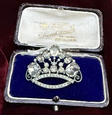 Vintage Antique Art Deco CZECHO Signed Diamanté Paste Crown Brooch Pin CZECH ?