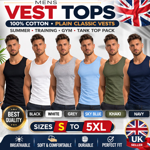 Mens vest tops - vest, cotton