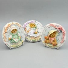 Cherished Teddies  Faith Love Hope Girls With Bonnet Plaque x 3 Enesco Figurine
