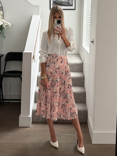 Jaeger pink white pleated - jaeger,