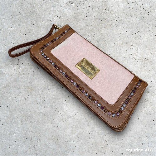 Pinko leather clutch bag - pinko, pink