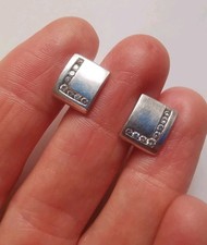 Sterling Silver CZ Square Stud Earrings R80H