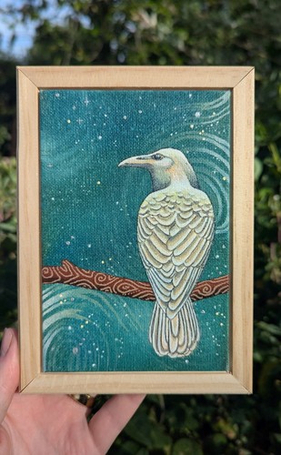 Original painting white raven - painting,