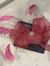 Elegance Pink Fascinator Headpiece With Rhinestone Centrepiece 