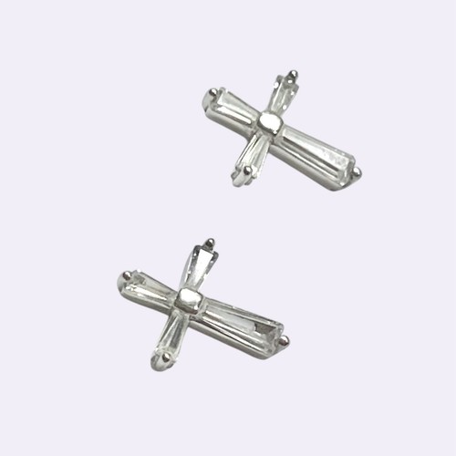 Sterling silver cross stud - sterling,