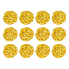 12 Pcs Wicker Rattan Balls 1.2In for Vase Fillers Party Decorative Yellow