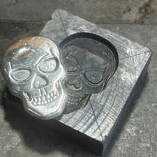 Graphite Mold with Detailed Skull Design, 50mm x 50mm for Metal & Glass Casting,