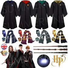 Harry Potter Gryffindor Ravenclaw Slytherin Robe Cloak Tie Costume Wand Scarf UK