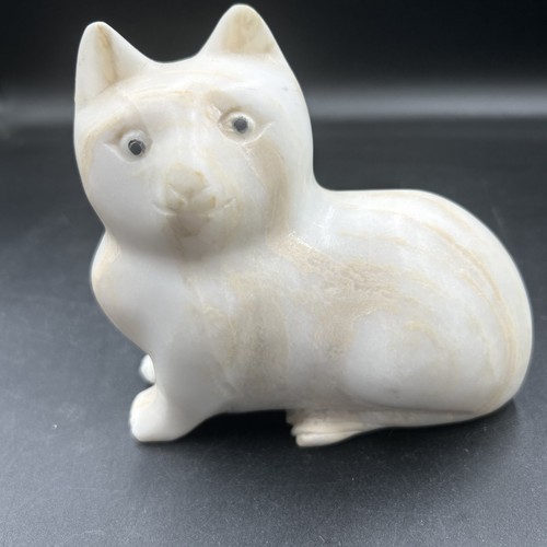 Vintage alabaster marble cat - alabaster/marble,