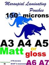 A3 A4 A5 A6 A7 Laminating pouches MATT or gloss pick quantity to suit your needs