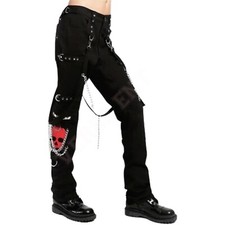 Men Gothic Pants Red Super Skull Cyber Chain Jeans Punk Rock Cotton Goth Trouser