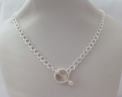 Silver plated textured chain - silver,