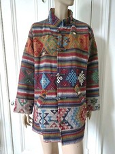Vintage 80's 90’s Nepal Yack Wool Embroidery Coat / Jacket Size L Rare Find Boho