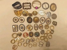 Joblot Vintage Scarf rings/clips, Shoe Clips, Belt Buckles. Gold/silver Tone. 51