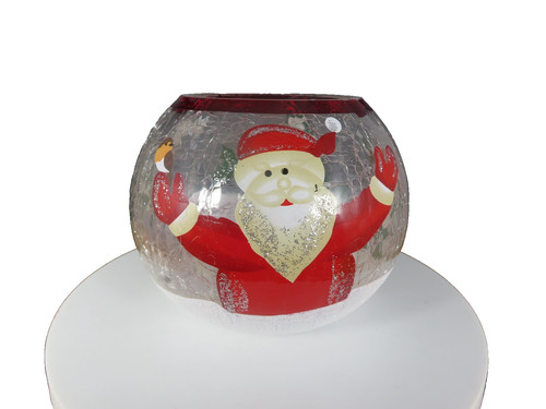 New crackle glass bowl snow - new,