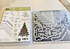Retired Stampin' Up! Ready for Christmas Stamps & Christmas Staircase thinlits